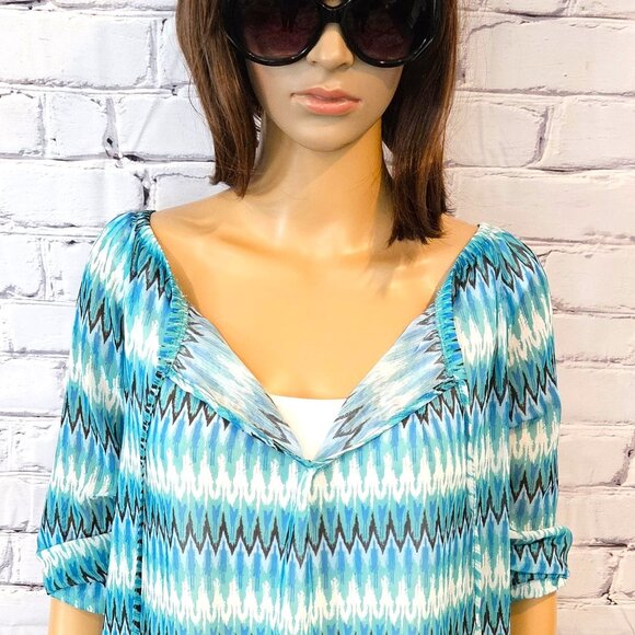 JONES NEW YORK, Teal Boho print tunic - Picture 6 of 9